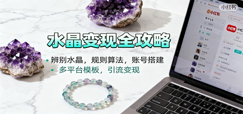 水晶小红书起号课：辨别水晶，规则算法，账号搭建，多平台模板，引流变现-摇钱树